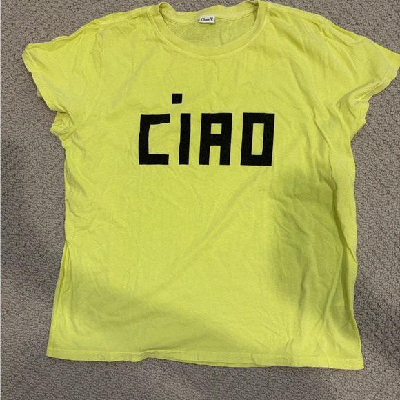 Clare V Neon Yellow 'Ciao' Tee - Picture 1 of 3